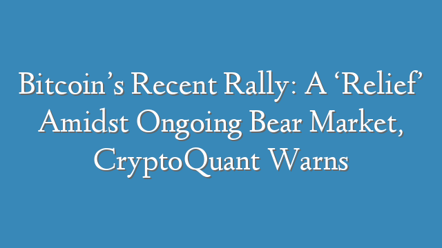Bitcoin’s Recent Rally: A ‘Relief’ Amidst Ongoing Bear Market, CryptoQuant Warns